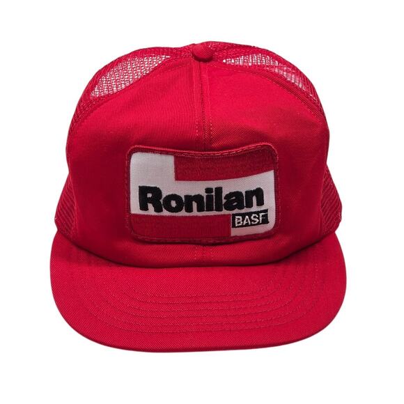 Vintage Ronilan BASF Red Mesh Trucker Hat Snapback Cap - Picture 1 of 11